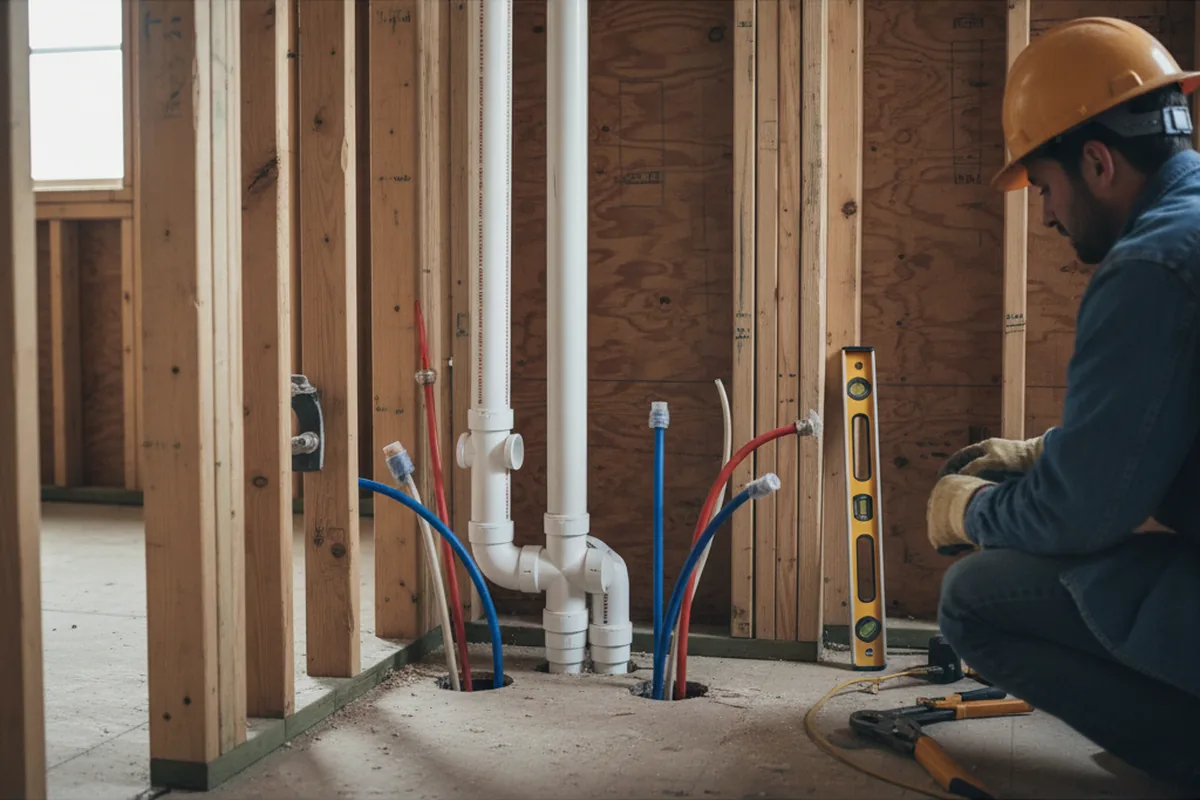 Drain and supply rough-in during Toilet Repair and Installation in Oregon House